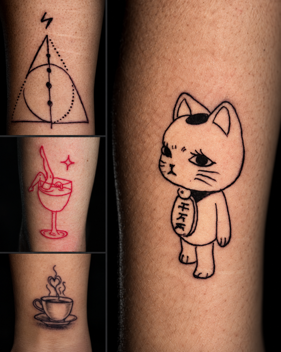 Composição de flash tattoos: desenhos minimalistas de Ronaldo